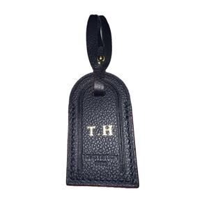 Louis Vuitton Paris Black & Blue Name Tag w/ TH Initials Gold-tone Accent